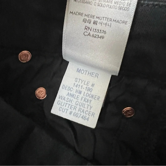 New MOTHER Denim High Waist Looker Ankle Fray Skinny Jeans Guilty Glitter Racer - Picture 11 of 15